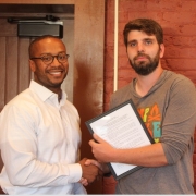 Mayor Protem JOrel Davis and Joe Cooper 