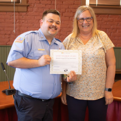 Jeffrey Puehler and Mayor Jeannine Leary 