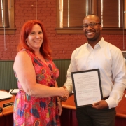 Janae Ortego and Mayor Protem Jorel Davis 